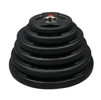 3-hole Black Rubber Coated Gym Bumper Plate