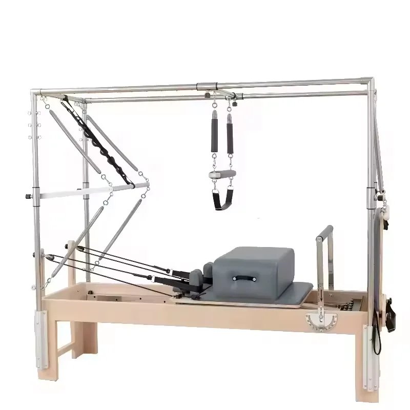 3 in 1 Maple Wood Pilates Reformer Machine with Silent Pulley System for Home Gyms