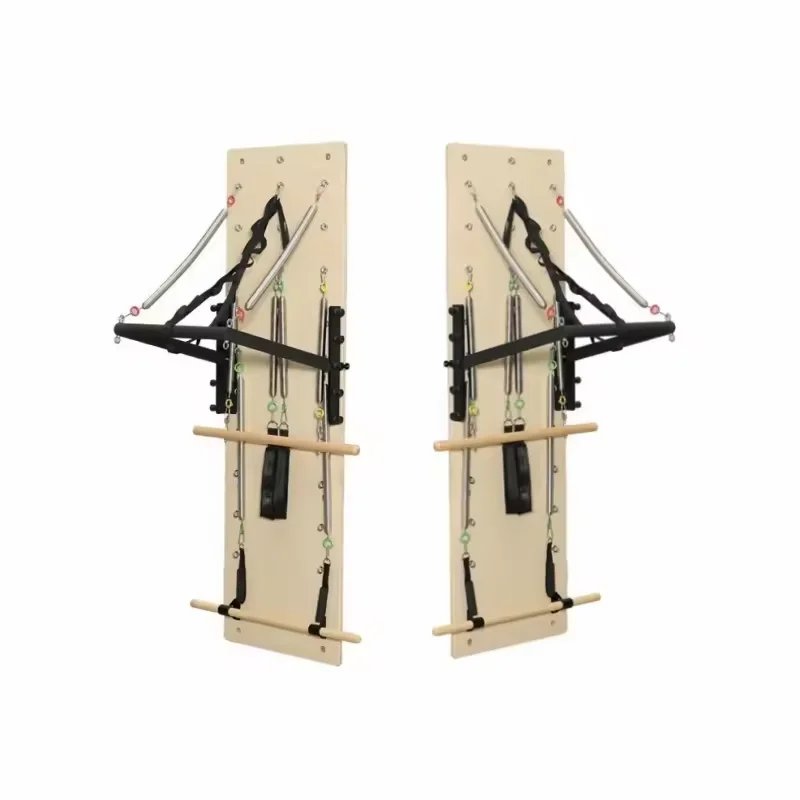 Pilates Wall Mounted Reformer Springboard for Space-Saving Studio Workouts with Oak Wood Frame