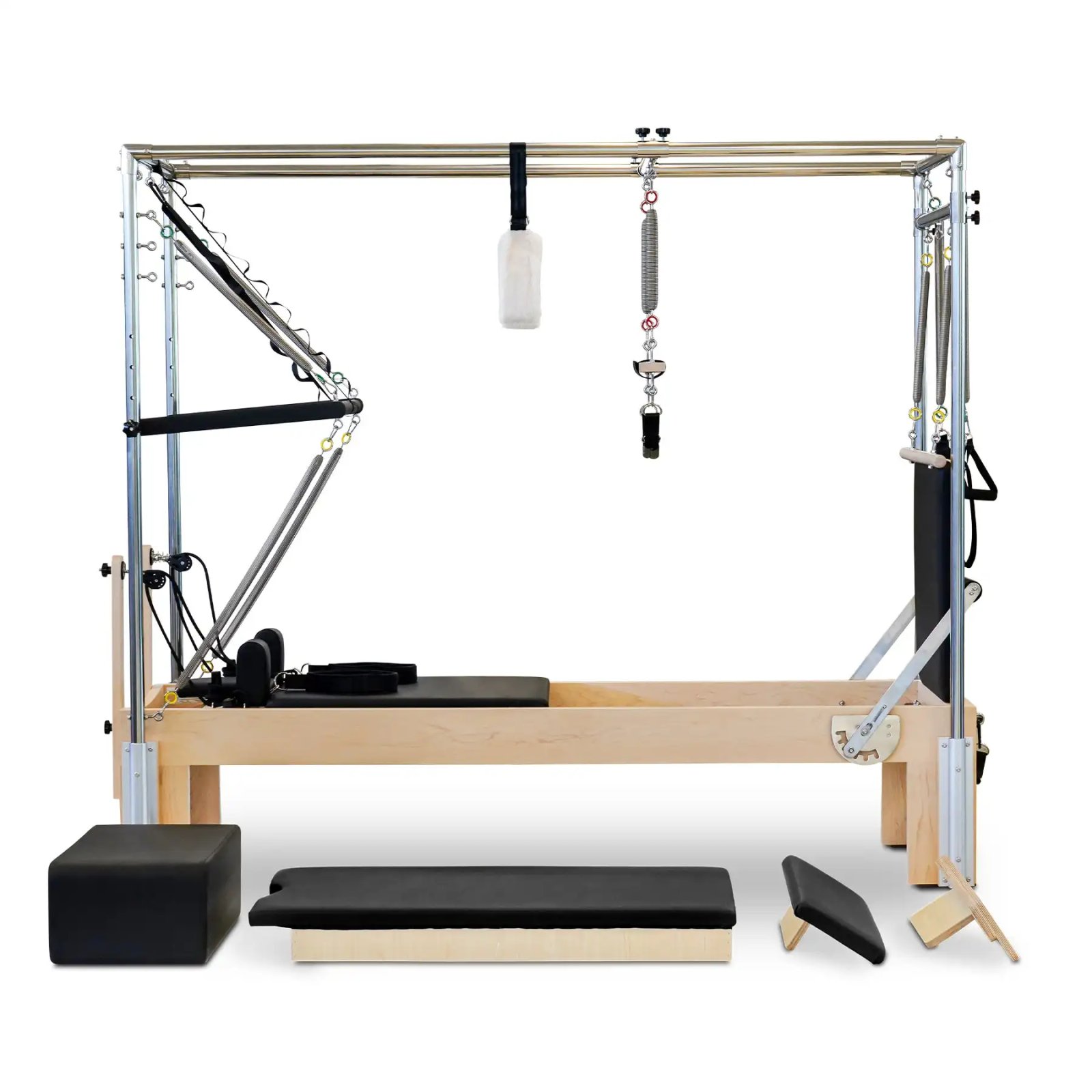 Pilates Reformer 3-in-1 Core Training Bed with Maple Wood Frame & Adjustable Resistance