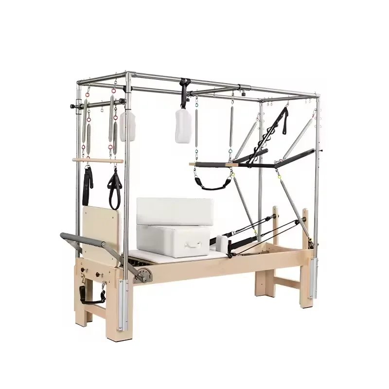 Professional 3 in 1 Maple Cadillac Pilates Reformer with Adjustable Resistance for Studio & Home Gym