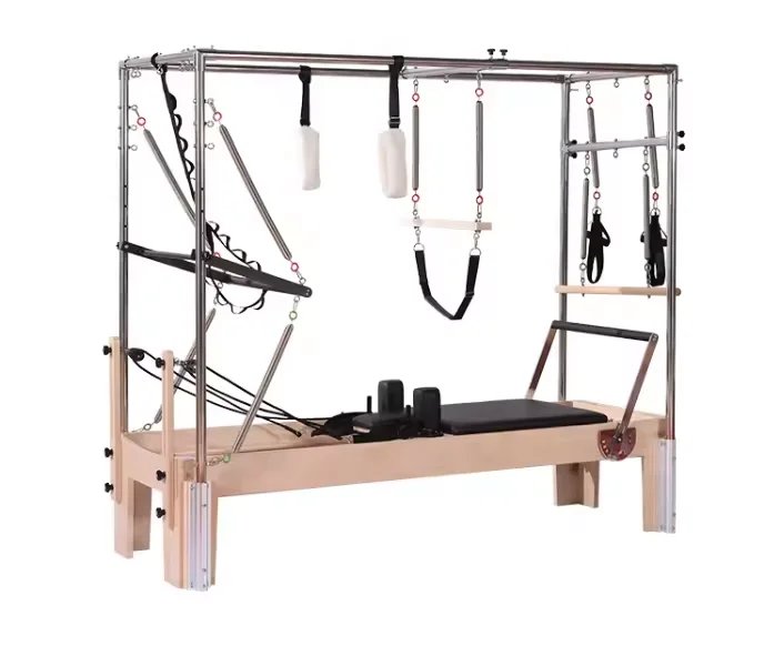 Pilate Wooden Reformer Three-in-one Cadillac Bed with Silent Pulley for Home Gyms