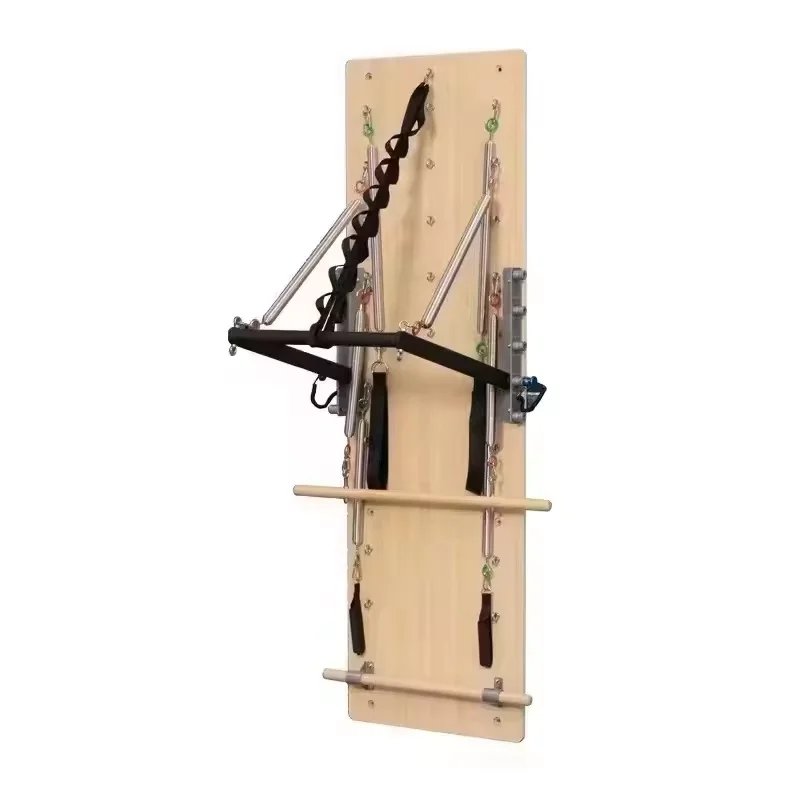 Pilates Wall Mounted Reformer Springboard Oak Wood for Space-Saving Home Gym Workouts