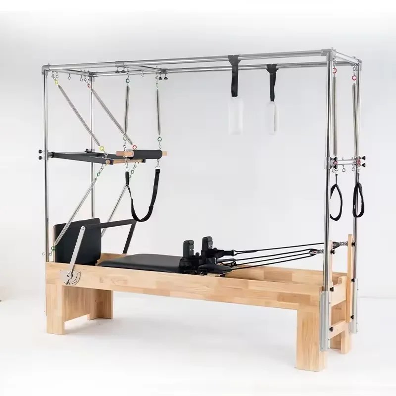 Pilates Cadillac Bed with Oak Wood Frame for Studio & Home Core Strength Training