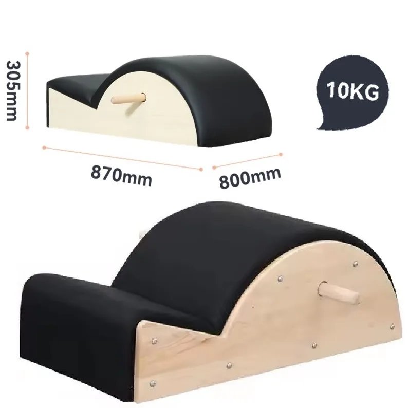 Wood Adjustable Spine Corrector for Pilates Yoga with PU Leather Padding Home Gym