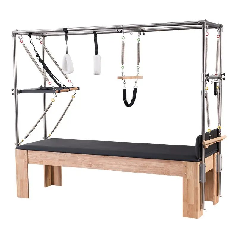 Pilates Reformer Wooden Cadillac with Trapeze Bar for Home Studio Body Shaping