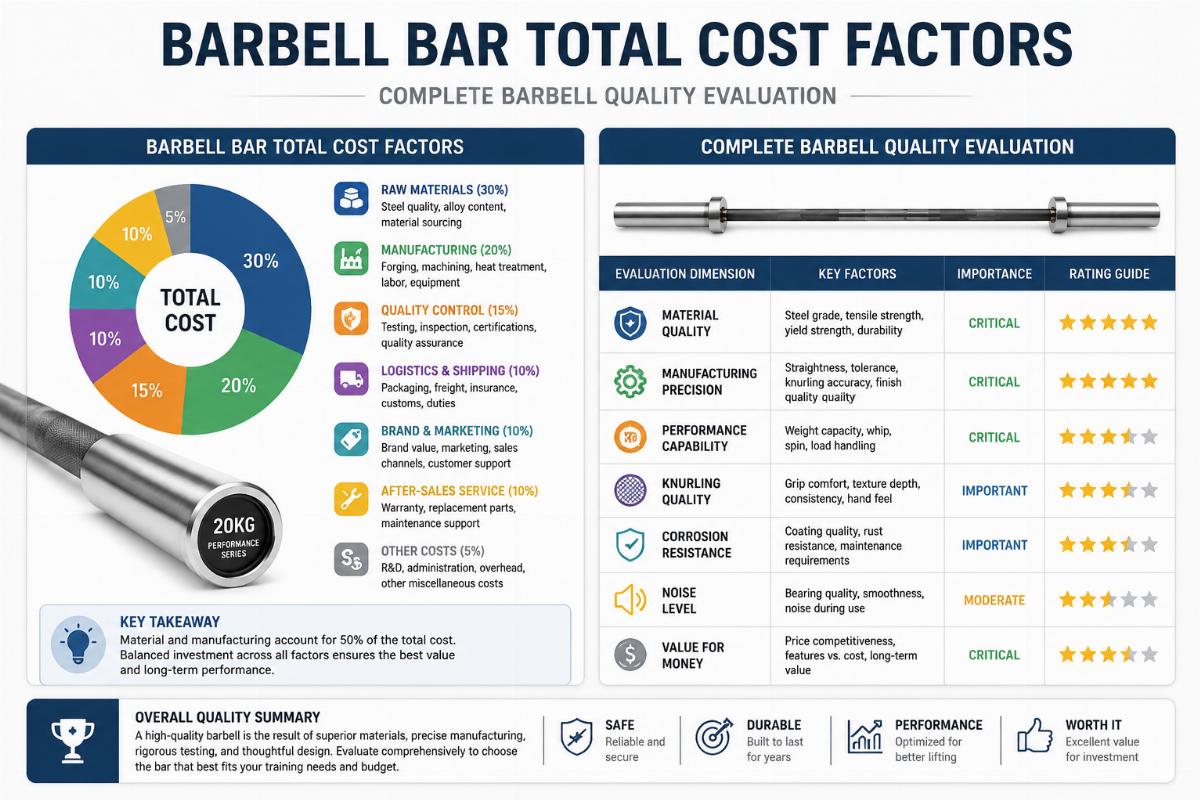 Barbell bar total cost factors