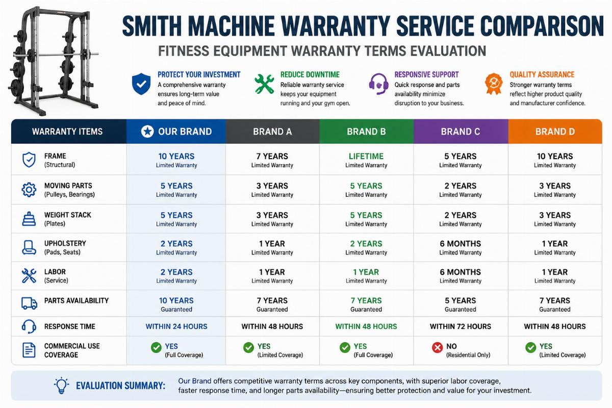 Smith machine warranty service comparison