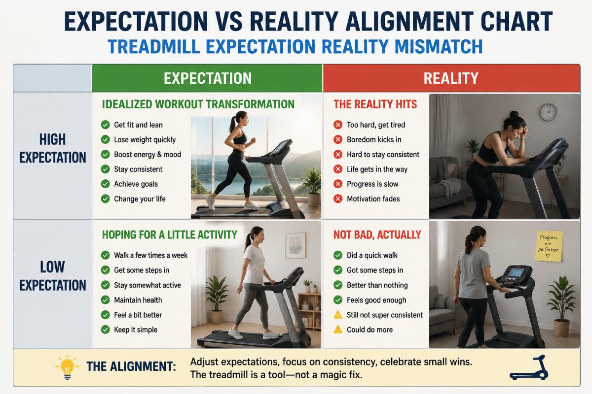 Treadmill expectation reality mismatch Expectation versus reality alignment chart