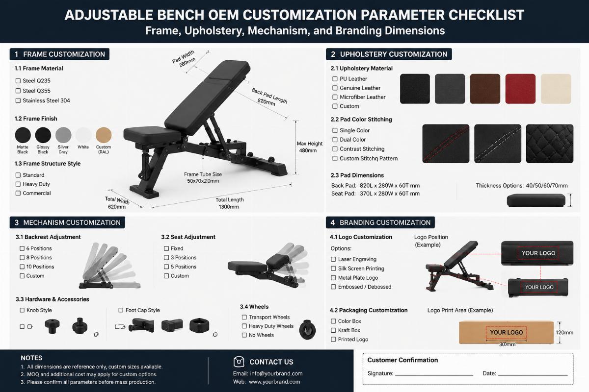 AB-Adjustable Bench Sub-Series OEM Customization Options
