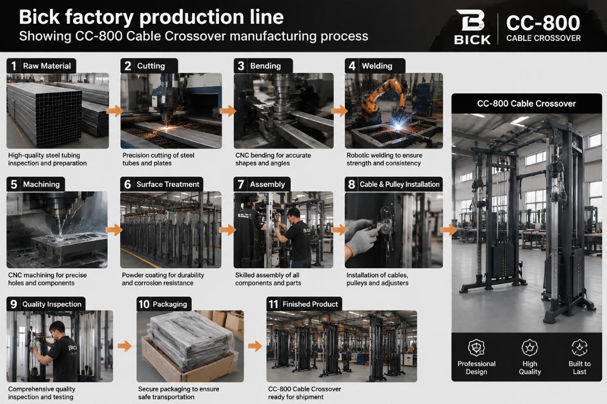 Bick factory production line showing CC-800 Cable Crossover manufacturing process