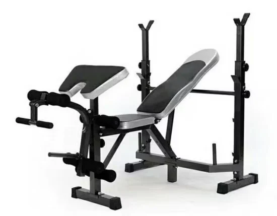 Commercial Adjustable Weightlifting Bench with Folding Rack
