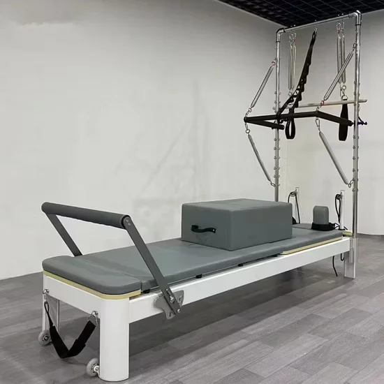 Commercial Aluminum Pilates Reformer with Tower Half Trapeze for Yoga Studio