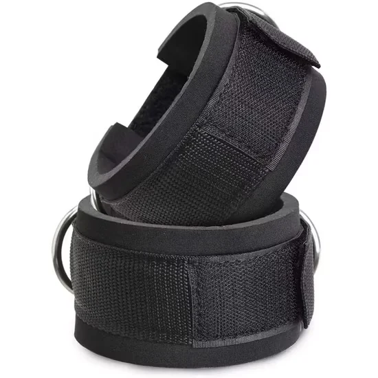 Commercial Black Ankle Straps for Cable Machine Workouts
