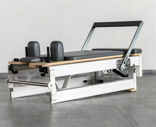 Commercial Folding White Aluminum Pilates Reformer for Yoga Studio