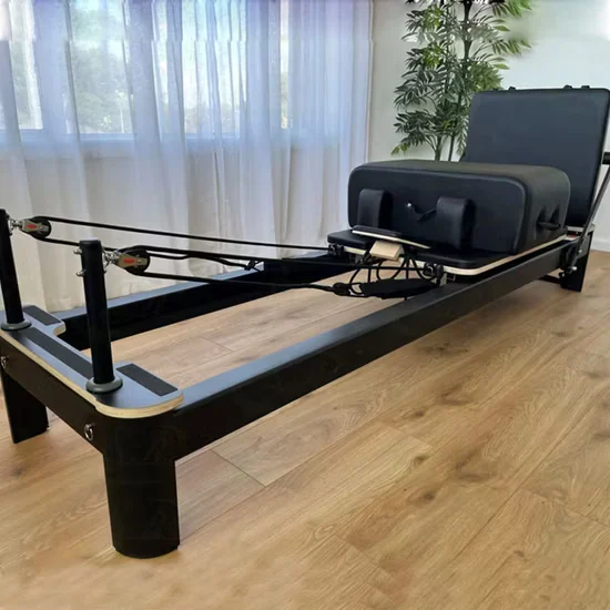 Commercial Pilates Reformer Black Alloy Aluminum for Pilates Studio