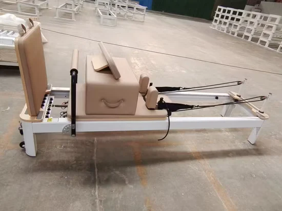 Commercial Pilates Reformer White Aluminum Alloy for Studio Home Use