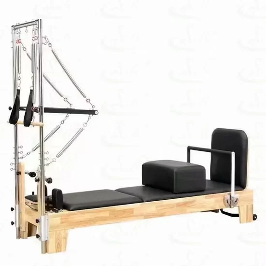 Commercial White Maple Wood Pilates Reformer Bed for Yoga Studio