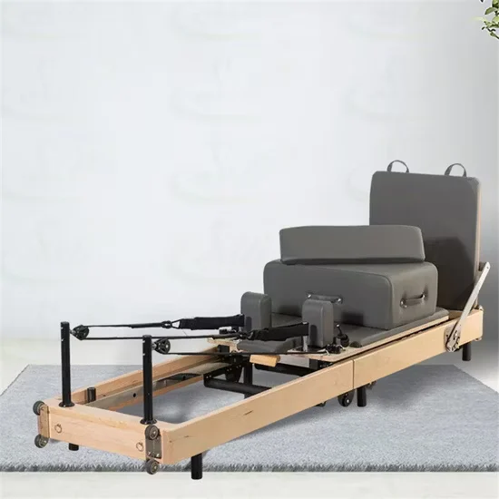 Commercial White Maple Wood Pilates Reformer Foldable for Studio