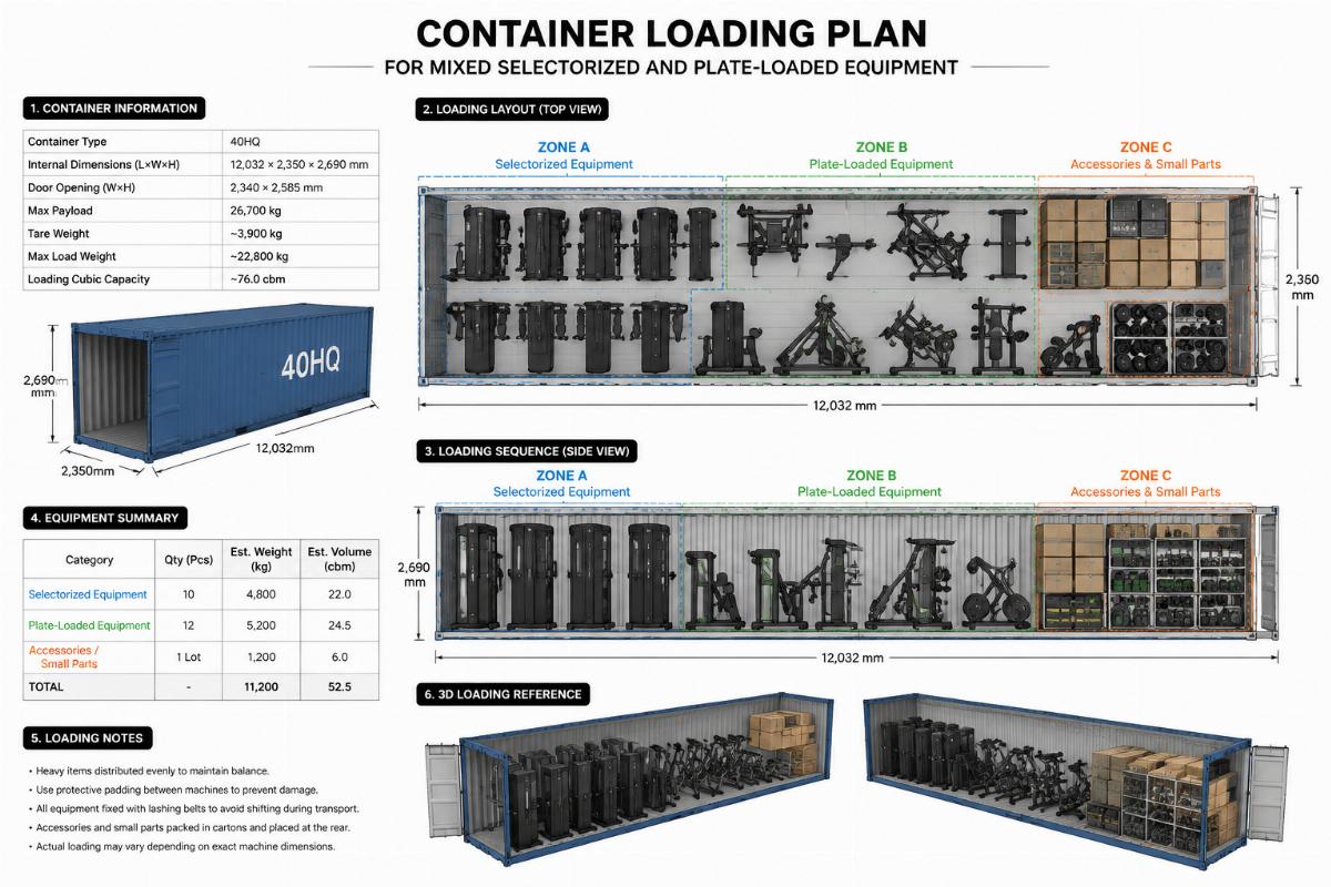Container loading plan for mixed selectorized and plate-loaded equipment