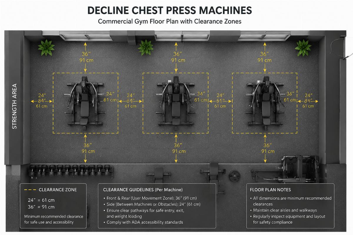 Decline Chest Press Space Planning for Commercial Gym Layouts | Wholesale Supplier