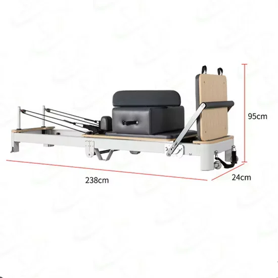 Folding White Aluminum Pilates Reformer for Home Use