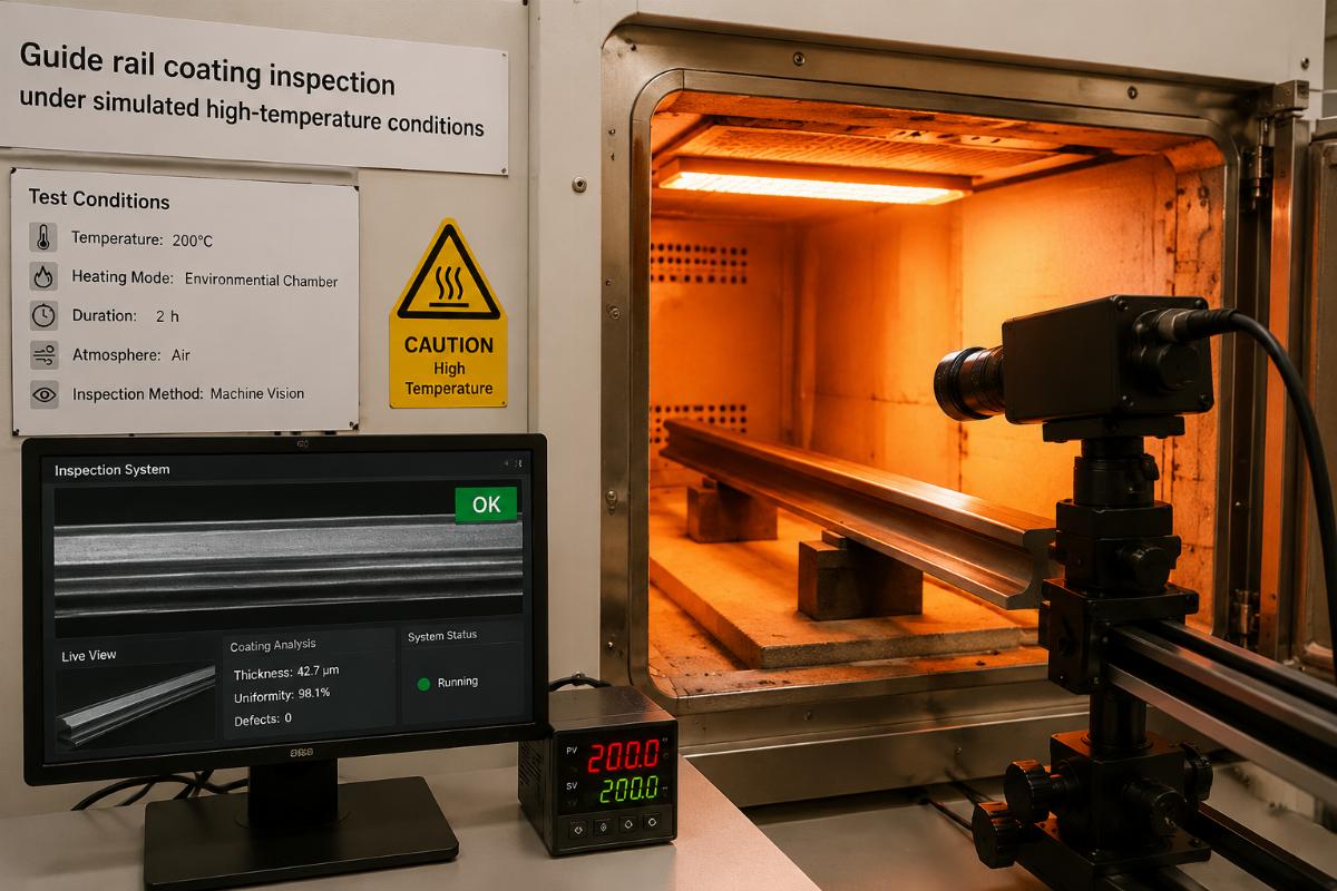 Guide rail coating inspection under simulated high-temperature conditions