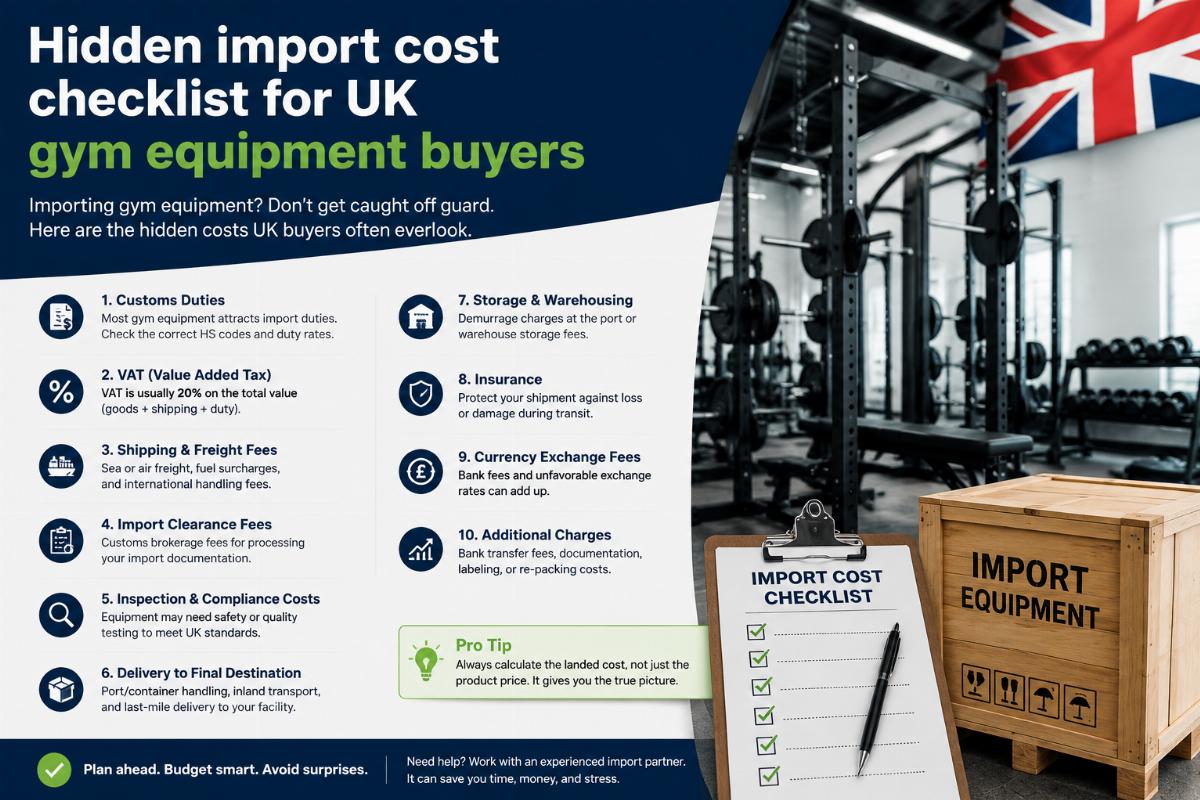 Hidden import cost checklist for UK gym equipment buyers
