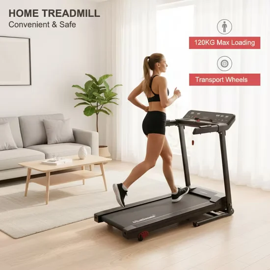 HSM MT23B Motorized Treadmill with Transport Wheels for Home Fitness