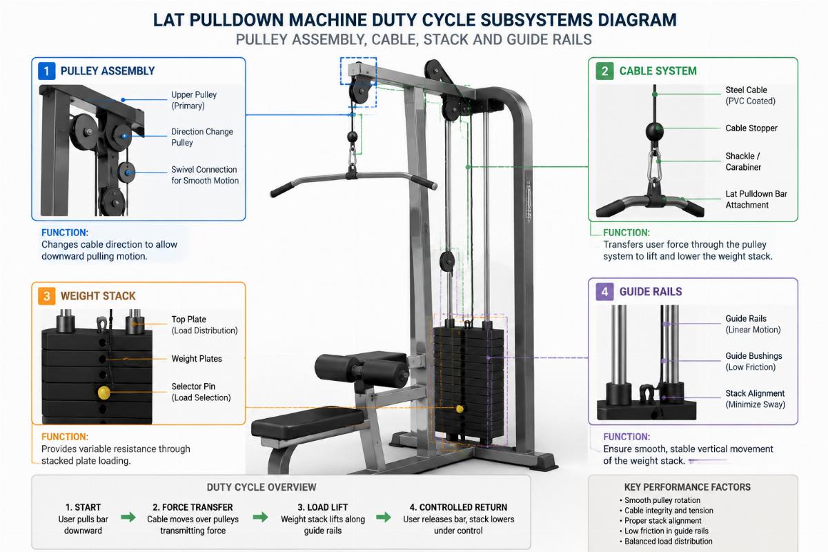 Lat Pulldown Machine Duty Cycle for 24-Hour Gym Chains Wholesale