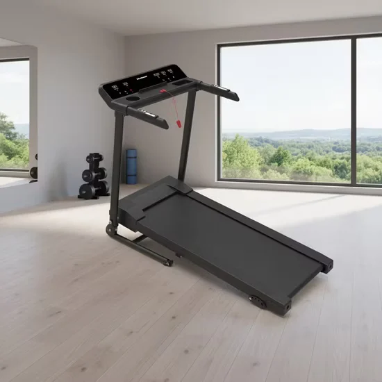Motorized Household Treadmill with Transport Wheels and Hydraulic Cylinder