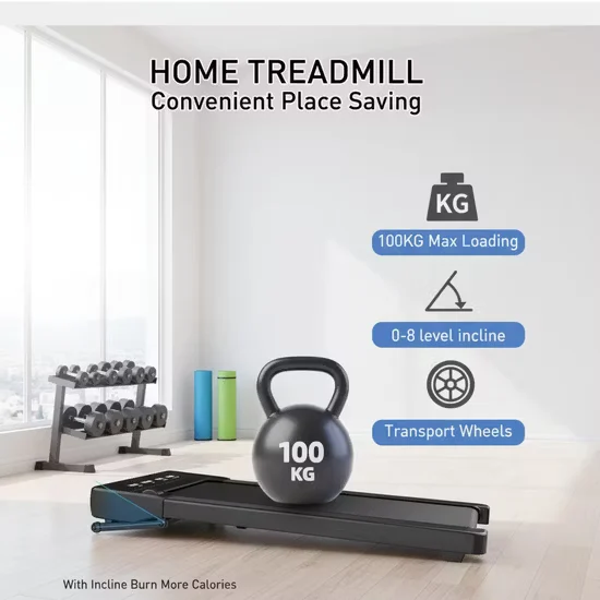 Motorized Walking Treadmill with Transport Wheels for Commercial Gym Use