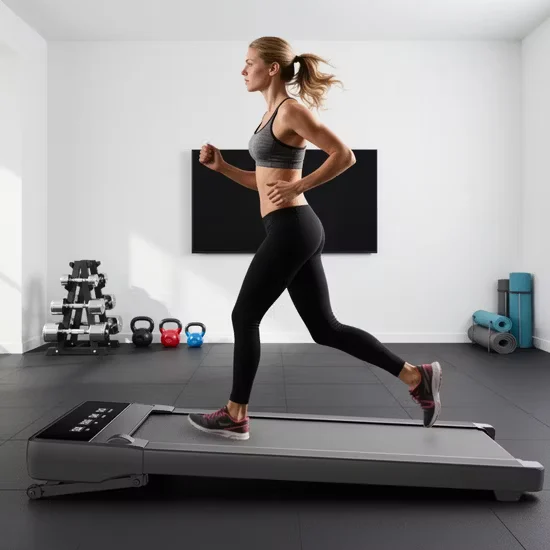 Remote Control Walking Treadmill with Transport Wheels for Home Fitness
