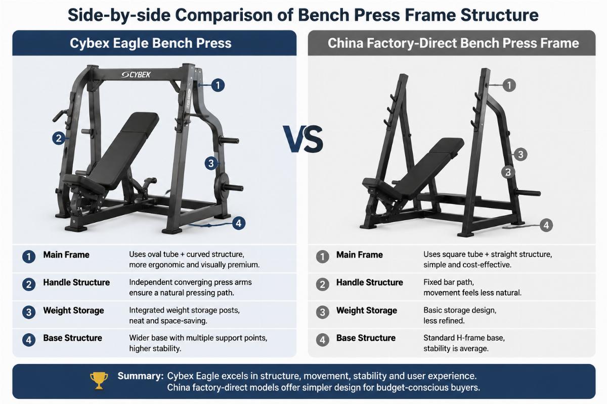 Cybex Eagle vs China Factory-Direct Bench Press Bench