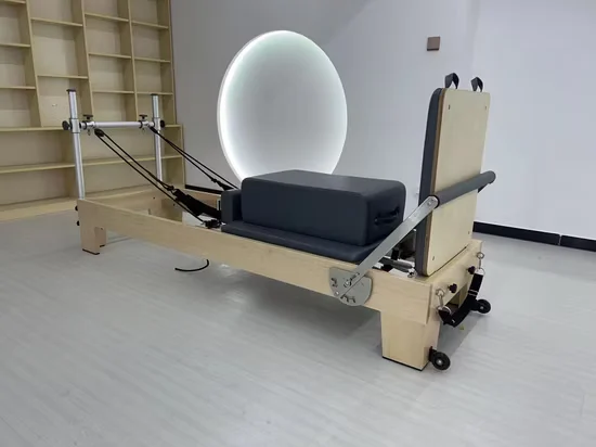 Solid Wood Pilates Reformer Machine for Home Use with Long Box Jump Board