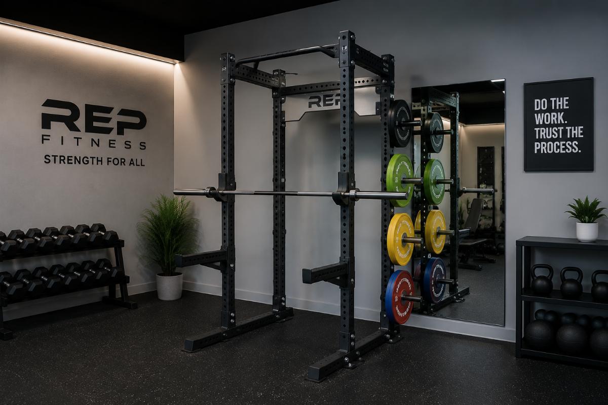 SR squat rack sub-series installed in boutique studio with compact footprint layout