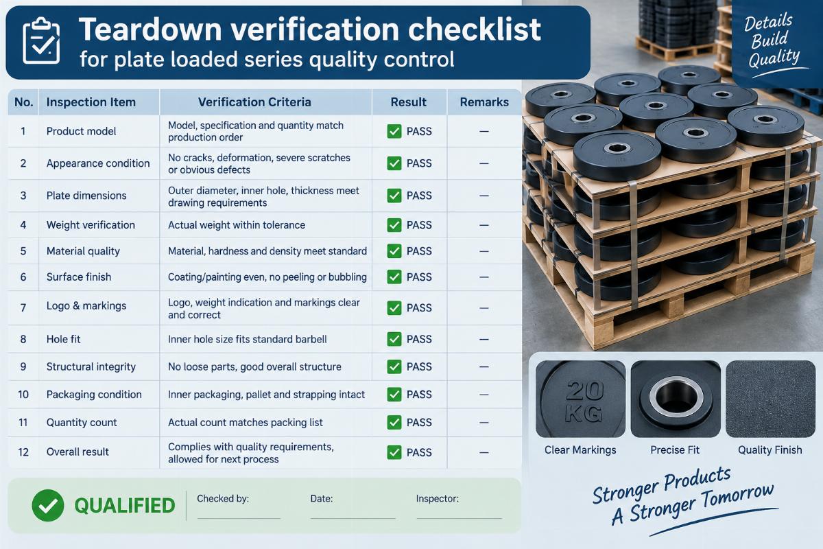 Teardown verification checklist for plate loaded series quality control