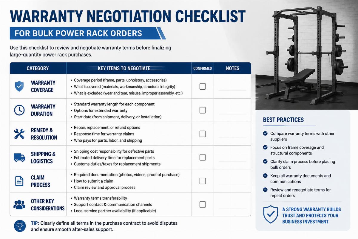 Warranty negotiation checklist for bulk power rack orders