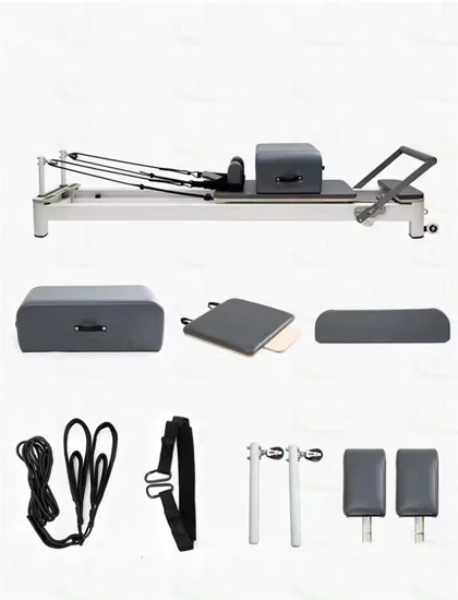 White Aluminum Pilates Reformer for Pilates Studio