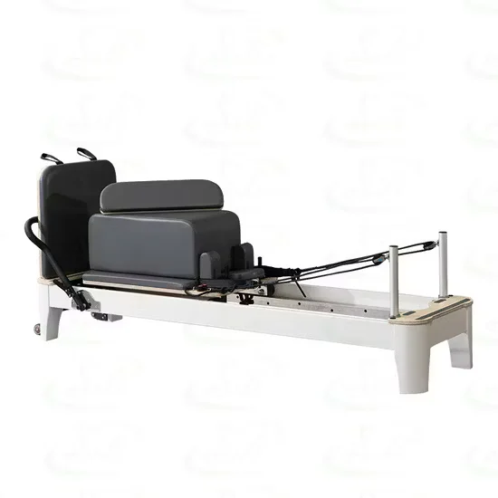 White Wood Pilates Reformer for Studio Use